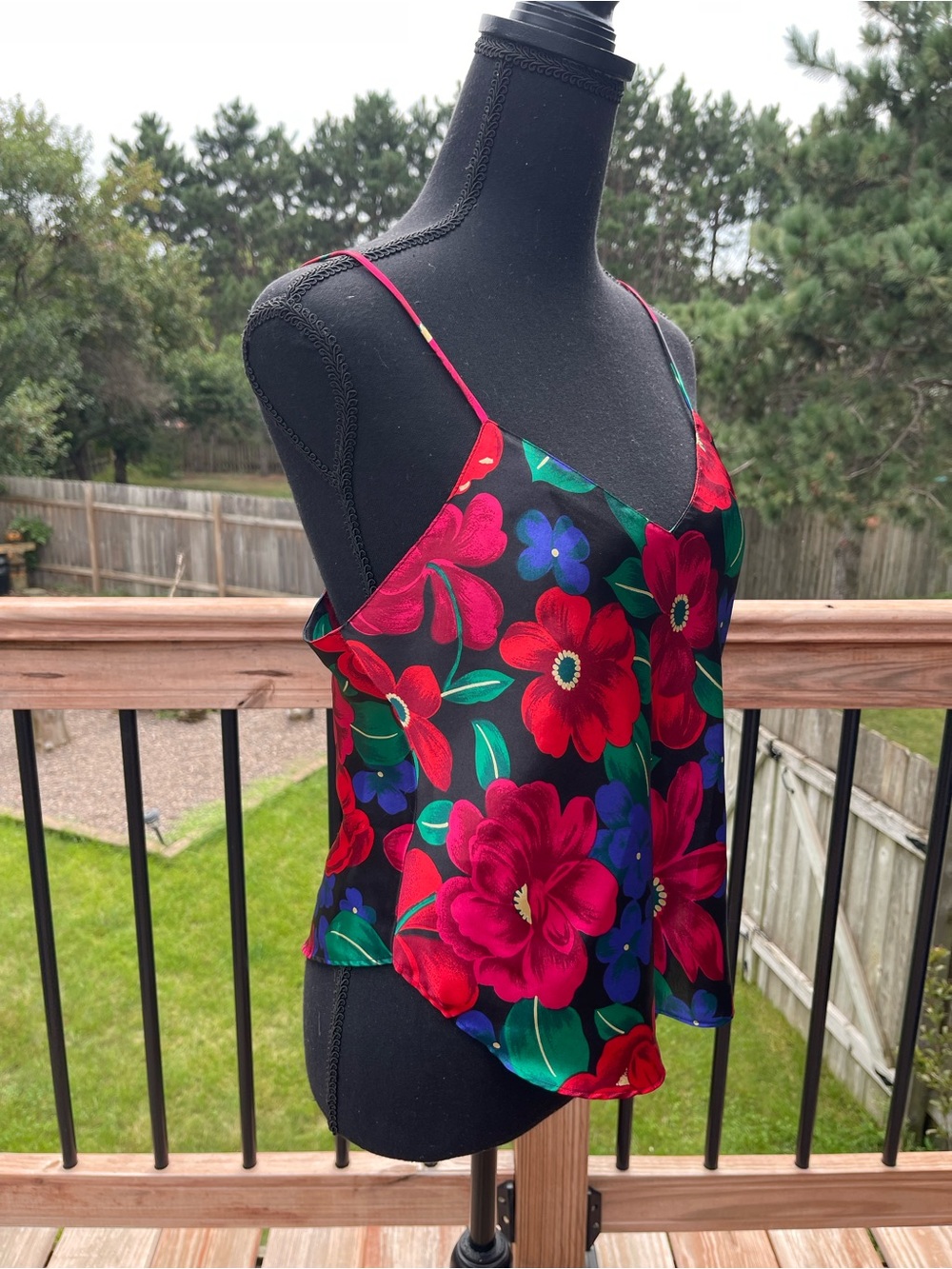 Vtg Satin Silky Camisole Womens Sz Small Floral Pajamas Tank Top - Picture 2 of 9